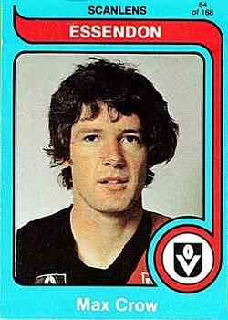 1980 Scanlens VFL #54 Max Crow Front